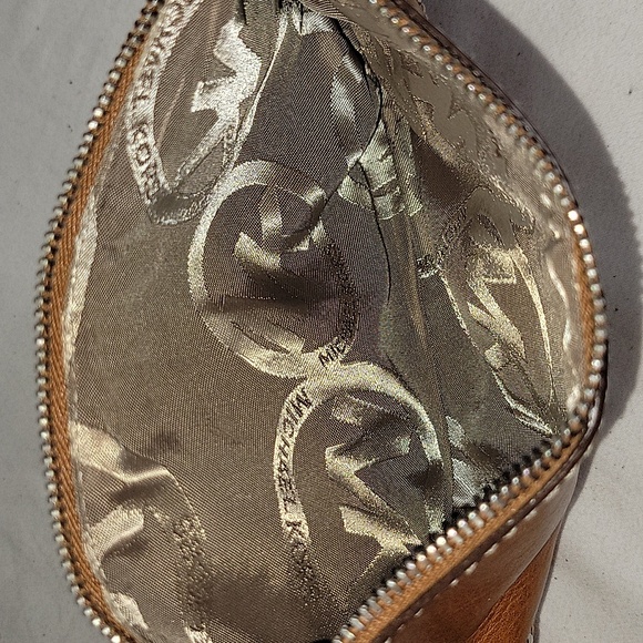 Micheal Kors Brown Leather Studded Wristlet Bag